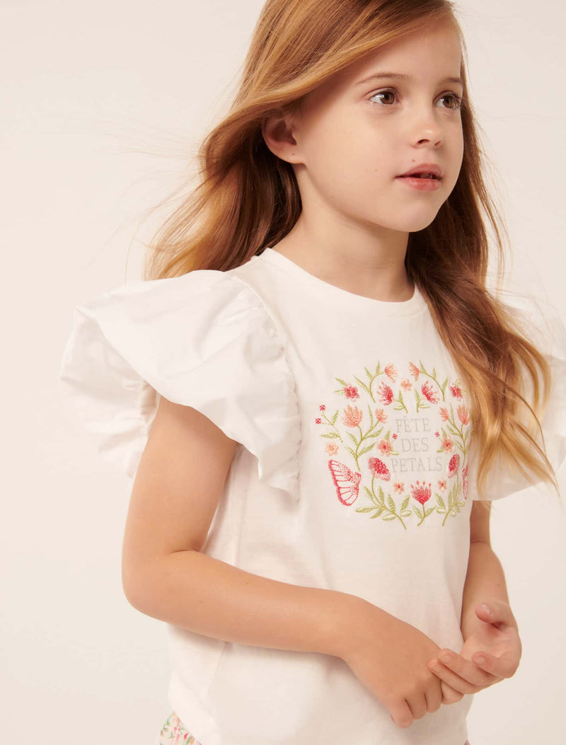 Joy Puff Sleeve Applique Girls T-shirt Forever New