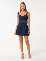 Melinda Denim Corset Top Forever New