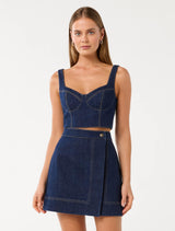 Melinda Denim Corset Top Forever New