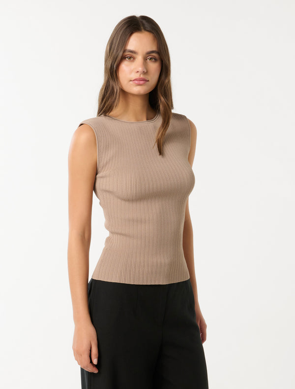 Lottie Crew Neck Knit Tank Top Forever New