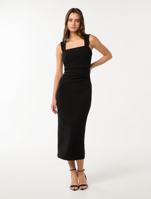 Reina Ruched Bodycon Midi Dress Forever New