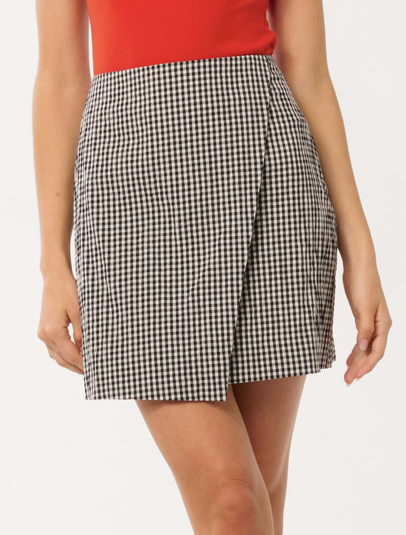 Nolani Gingham Wrap Mini Skirt Forever New