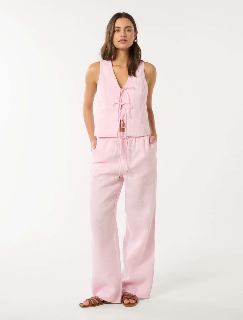 Erin Linen Drawstring Straight Leg Pants Forever New