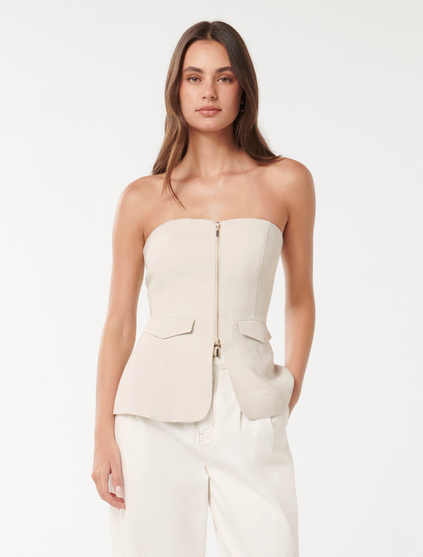 Ava Zip Front Bustier Top