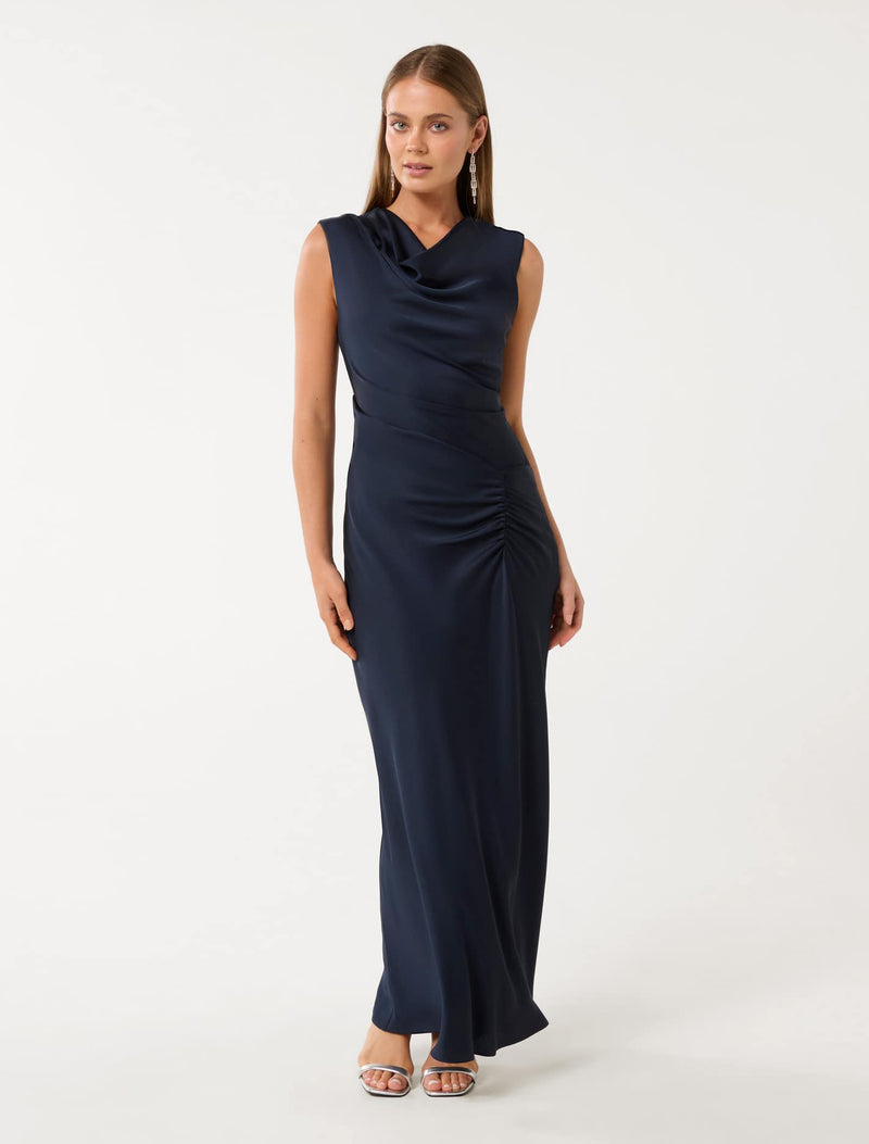 Ava Draped Satin Maxi Dress Forever New