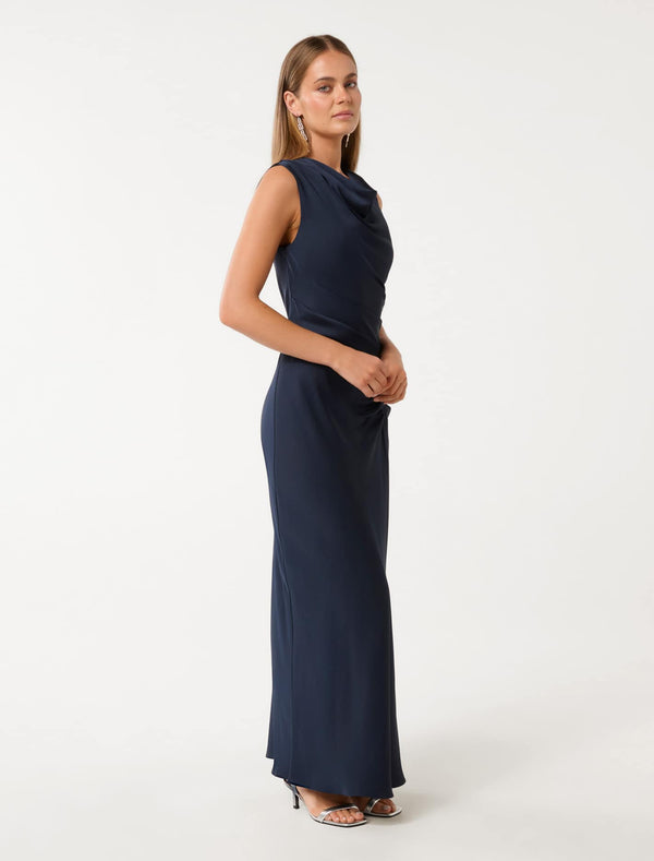 Ava Draped Satin Maxi Dress Forever New