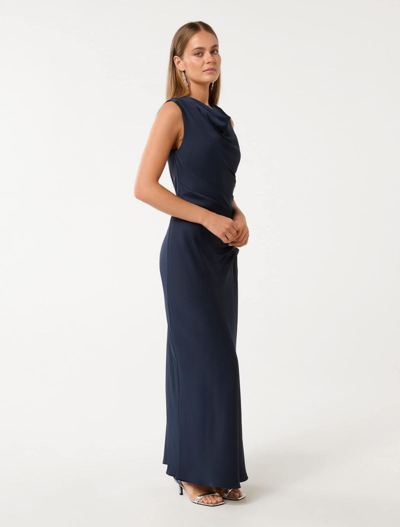 Ava Draped Satin Maxi Dress Forever New