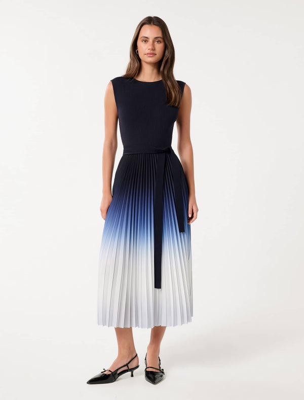 Elara Ombre Pleat Midi Dress Forever New