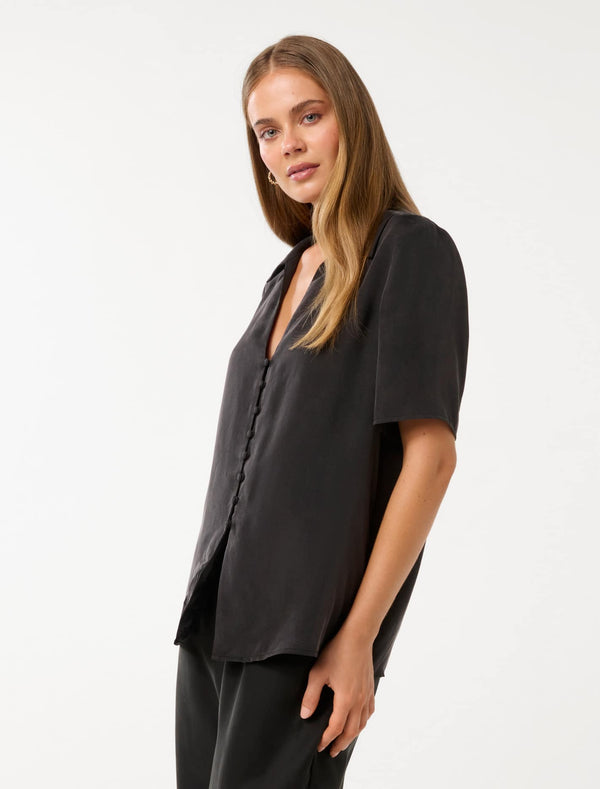 Bella Cupro Button Front Shirt Forever New