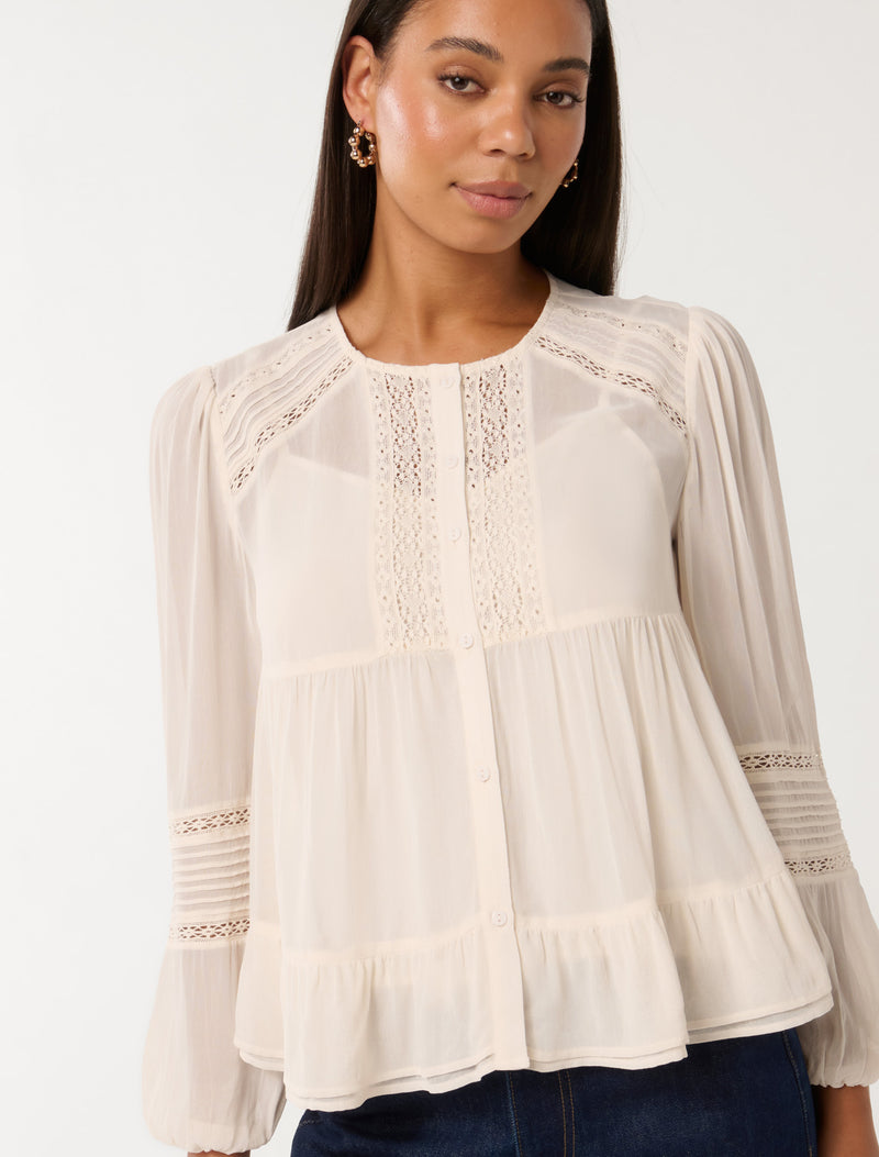 Hartley Lace Trim Top Forever New