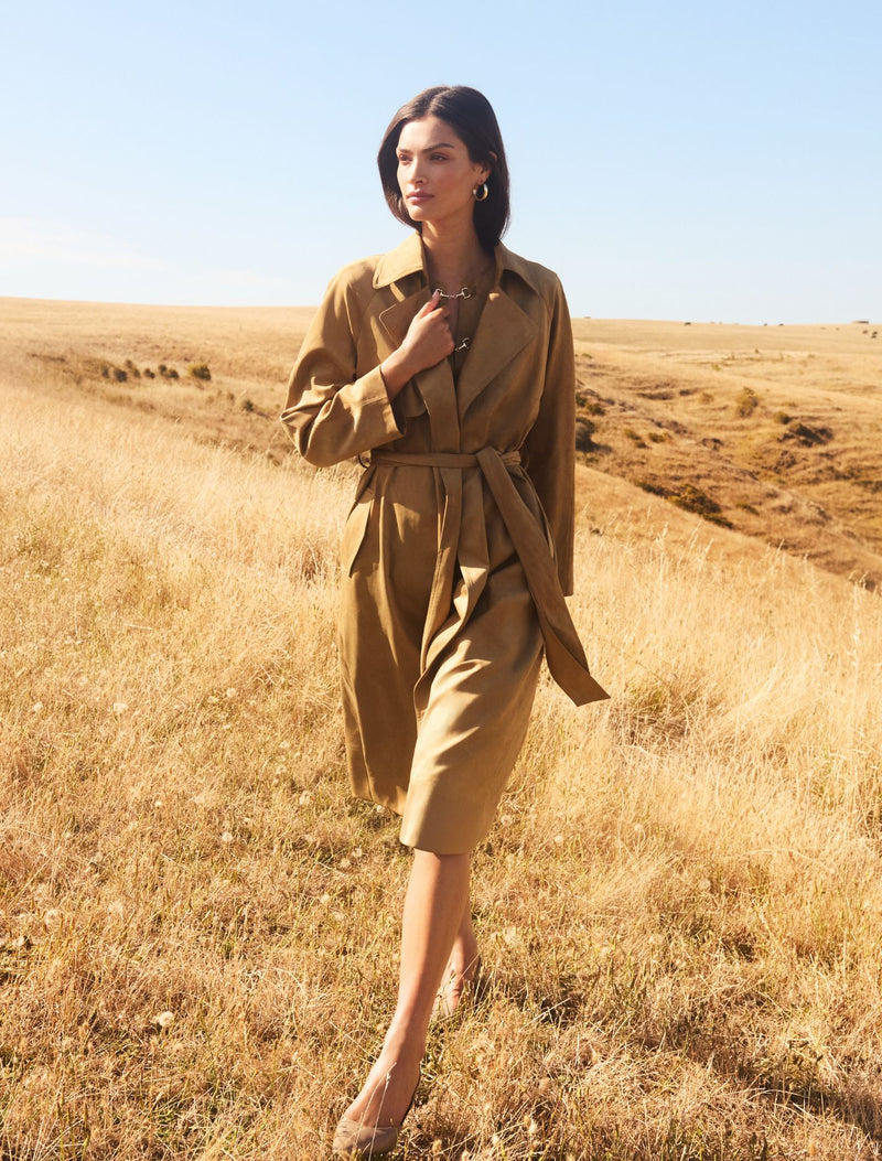 Cass Vegan Suede Trench Coat Forever New