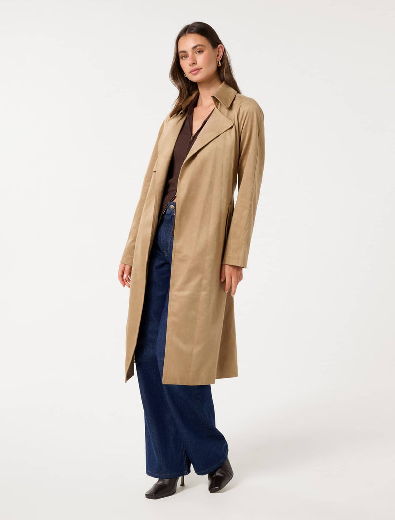 Cass Vegan Suede Trench Coat Forever New