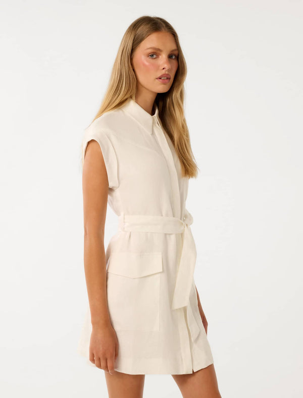 Dehlia Linen Utility Mini Dress Forever New