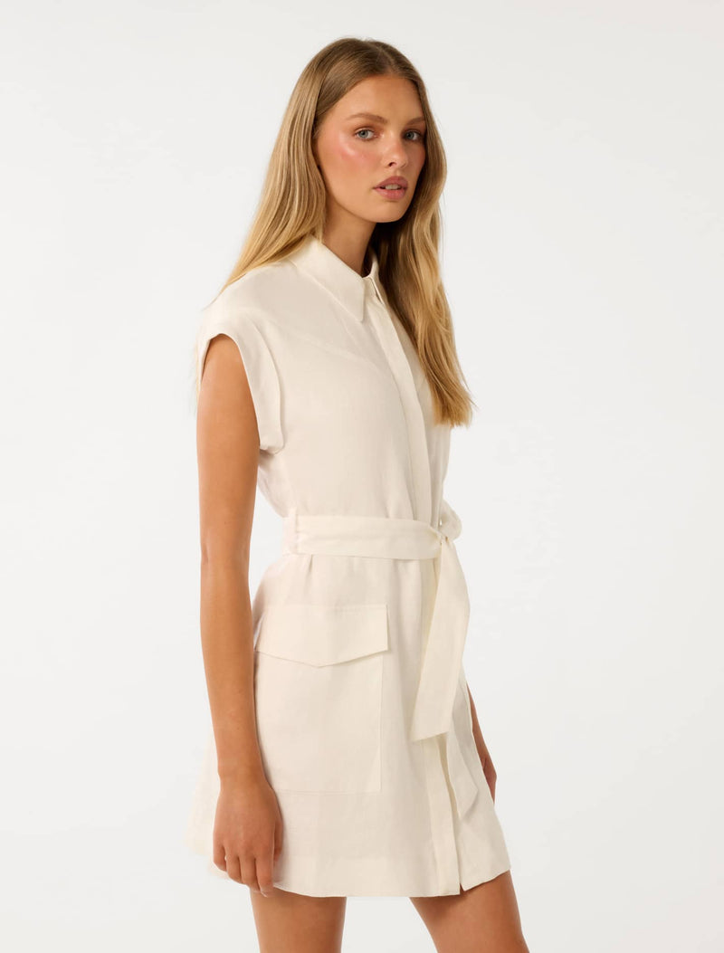 Dehlia Linen Utility Mini Dress Forever New