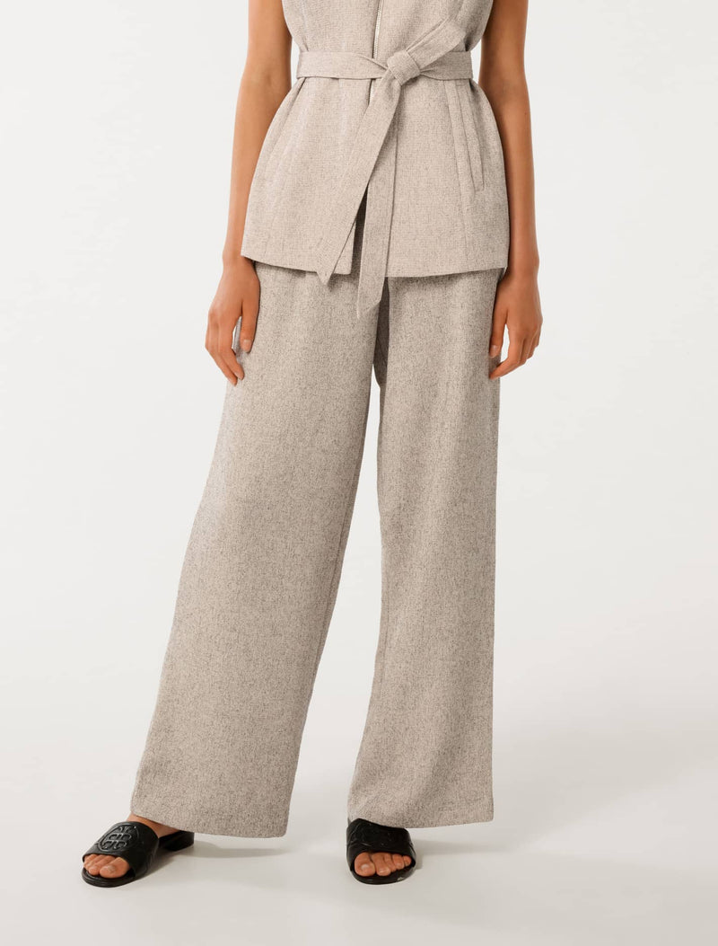 Jackie Textured Wide Leg Pants Soft Grey Fleck Set Forever New