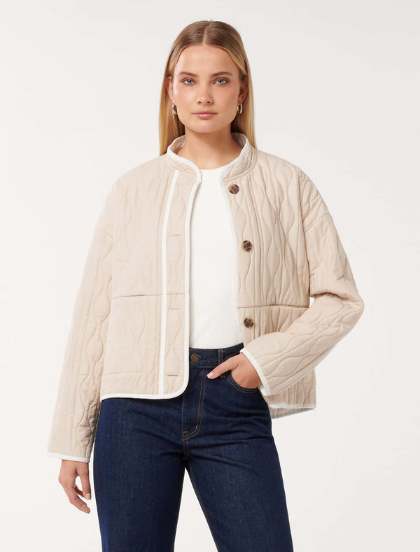 Astrid Quilted Liner Jacket Camel Forever New