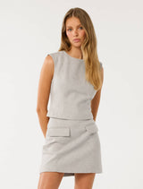 Stevie Twill Top Grey Set Forever New