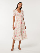 Sabrina Printed Linen Midi Dress Forever New