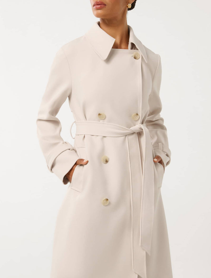 Leanne Petite Crepe Trench Coat Forever New