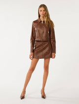 Wren Vegan Leather Mini Skirt Forever New