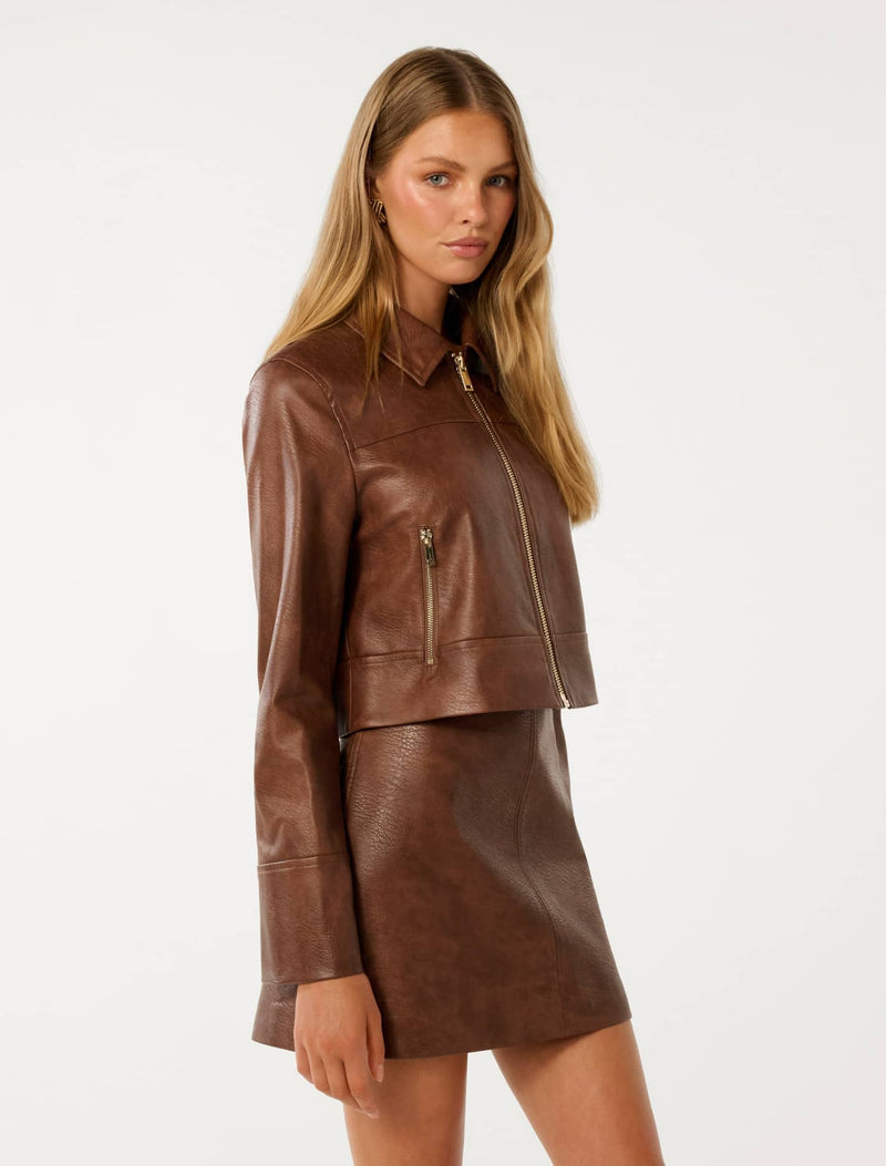 Wren Vegan Leather Jacket Forever New