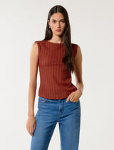 Carson Textured Top Rusty Red Forever New