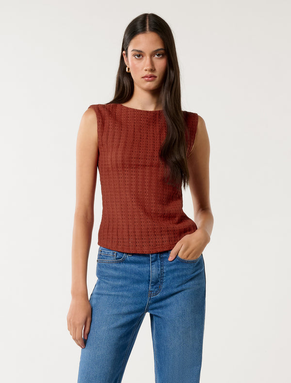 Carson Textured Top Rusty Red Forever New