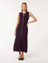 Maddie Zip Detail Midi Dress Mulberry Forever New