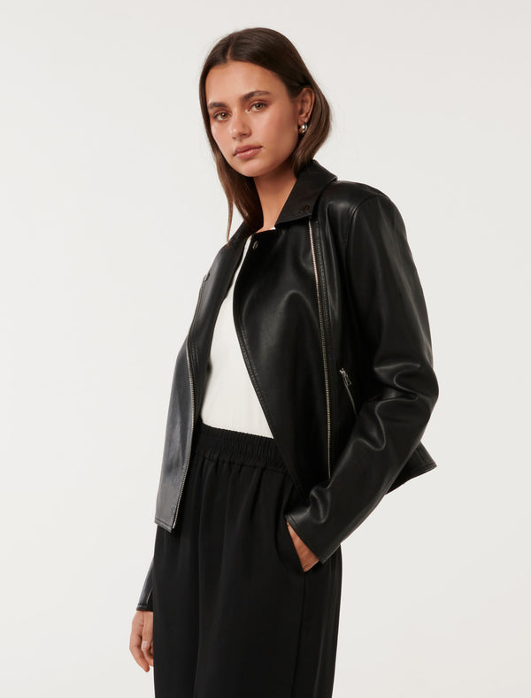 Tina Faux Leather Biker Jacket Forever New