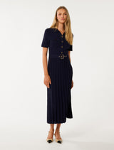 Gigi Utility Midi Knit Dress Navy Forever New