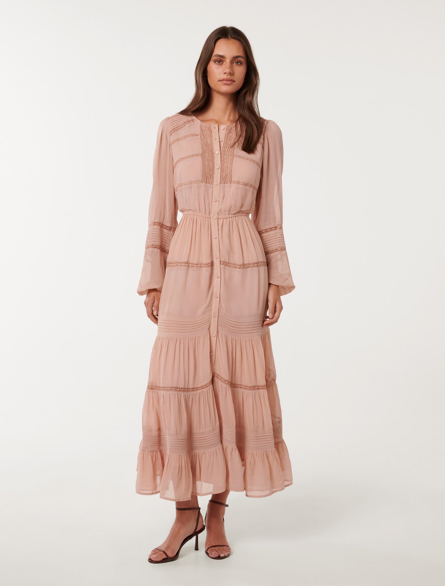 kimchi blue martina lace trim button-front midi dress Martina Lace Trim Button-Front Midi Dress