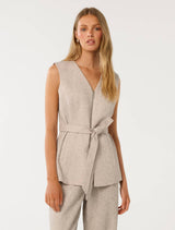 Jackie Zip Waistcoat Soft Grey Fleck Set Forever New