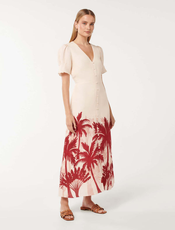 Jaz Printed Linen Midi Dress Forever New