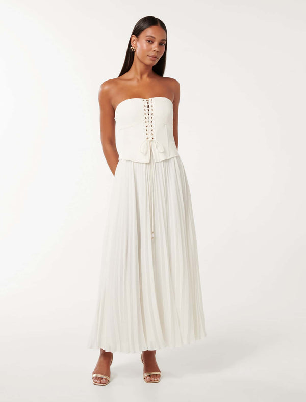 Sonnie Strapless Pleated Maxi Dress Porcelain Forever New