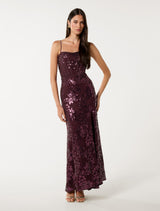 Lucia Strappy Sequin Maxi Dress Wine Forever New