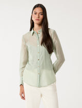 Amber Tie Back Shirt Sage Mist Forever New