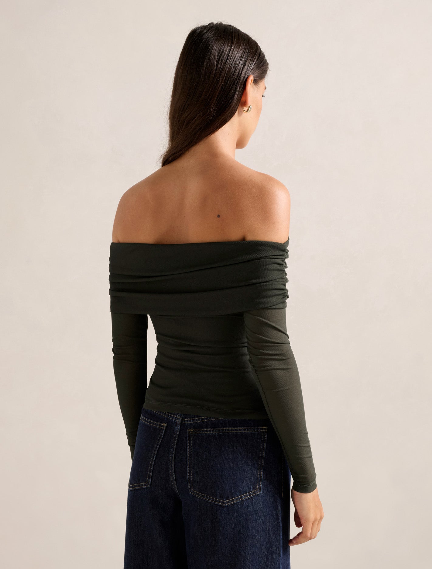 Kaia Ruched Mesh Bardot Top Forever New