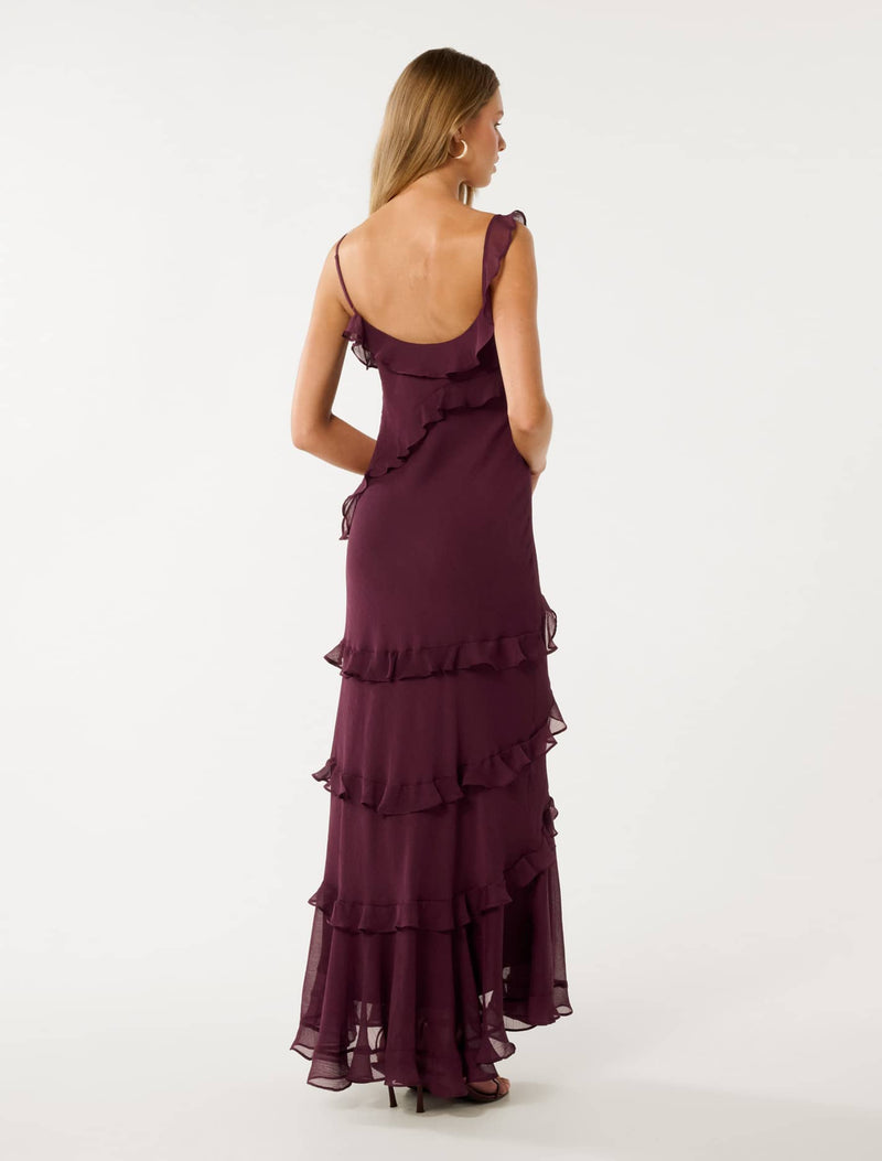 Isla Ruffle Asym Maxi Dress Forever New