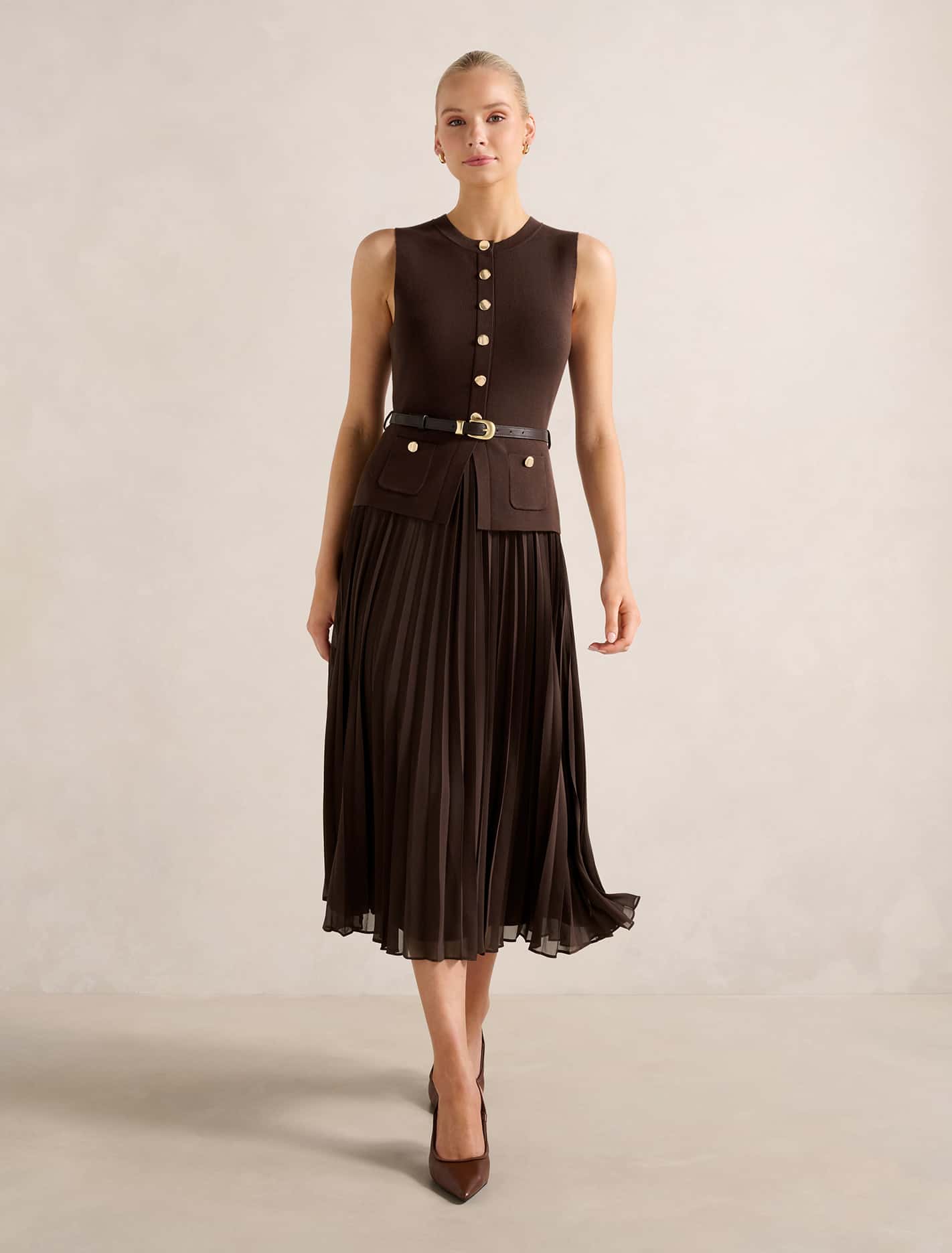 Daphne Waistcoat Knit Midi Dress