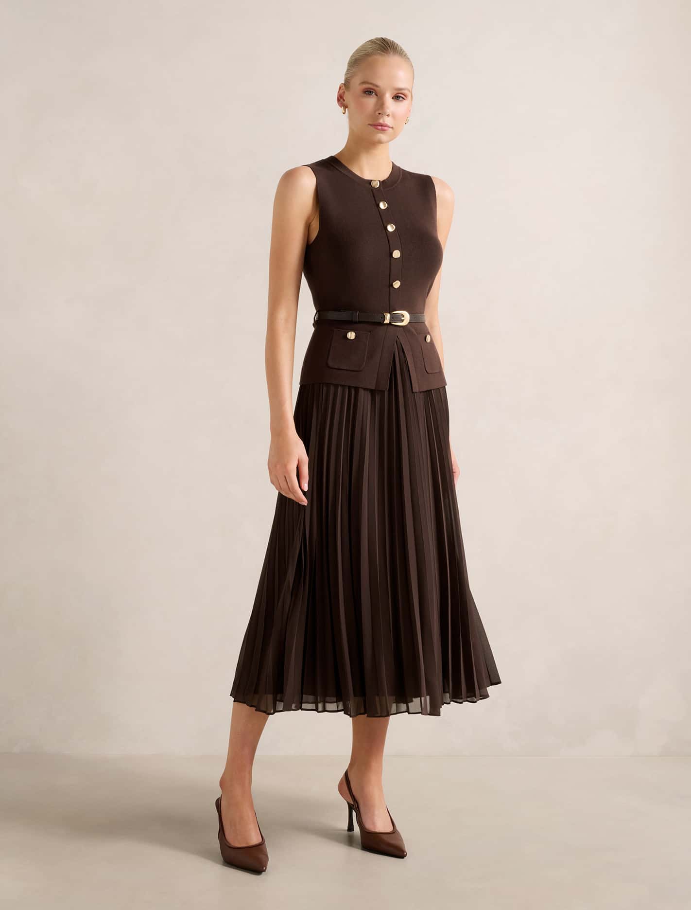 Daphne Waistcoat Knit Midi Dress