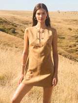 Clover Snaffle Detail Mini Dress Suede Forever New