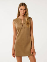 Clover Snaffle Detail Mini Dress Suede Forever New