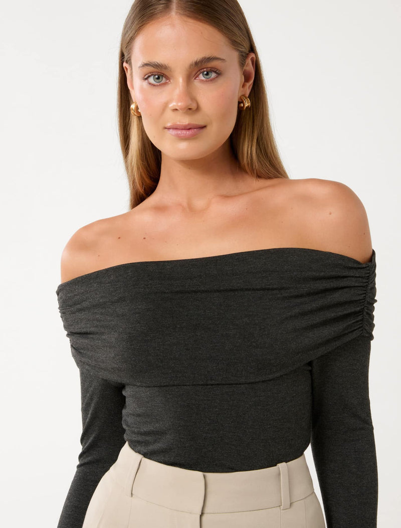 Kyla Ruched Bardot Top Forever New