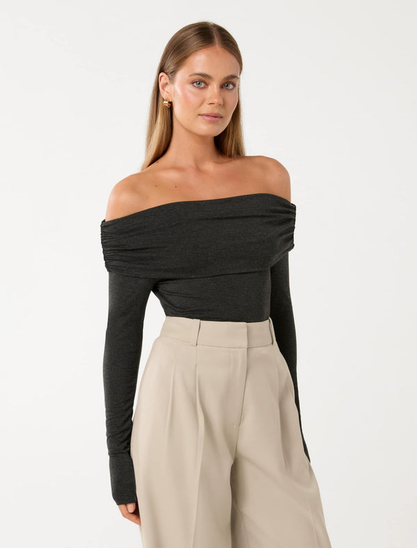 Kyla Ruched Bardot Top Forever New