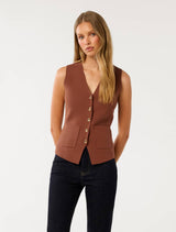 Laura Knitted Waistcoat Rust Forever New