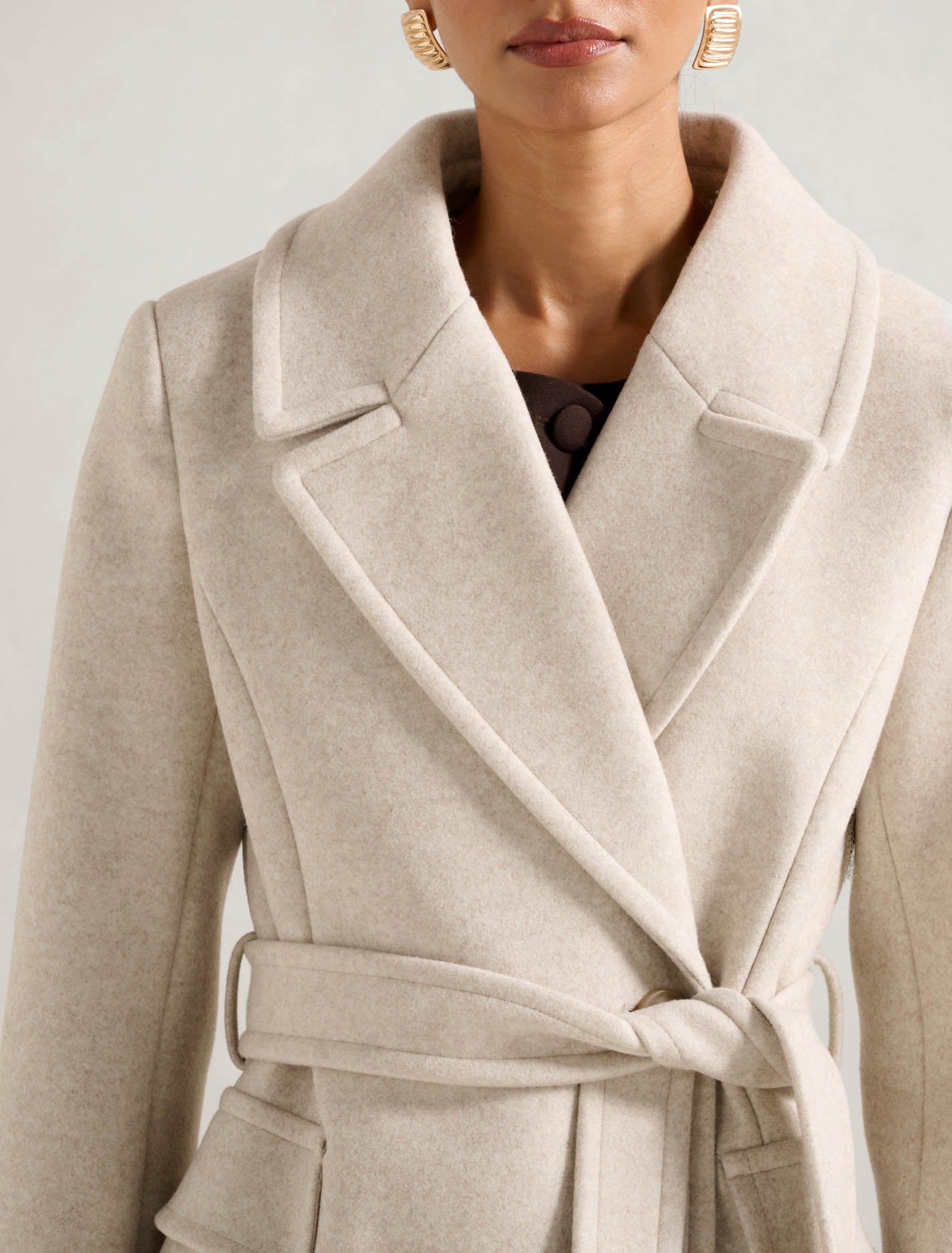Chelsea Petite Double Breasted Fur Collar Coat