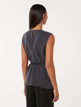 Poppy Belted Cupro Top Forever New