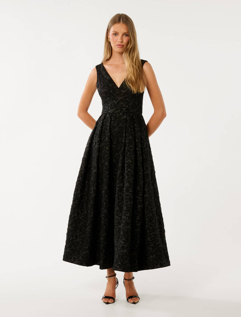 Tiffany Jacquard Maxi Dress Black Forever New