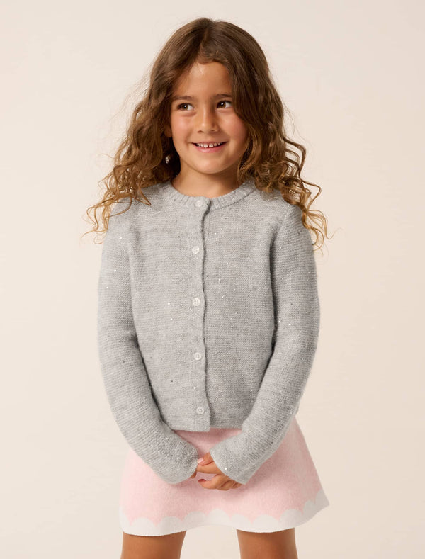 Stine Girls Sequin Cardigan Light Grey Marle Forever New