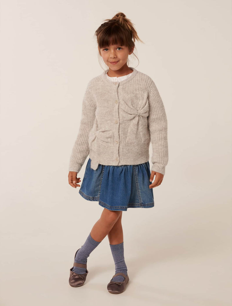 Nellie Girls Bow Knit Cardigan Forever New